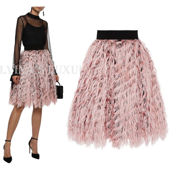 DOLCE & GABBANA FULL SKIRT METALLIC FRINGED ORGANZA sz IT 38 US 2 - Picture 1 of 16